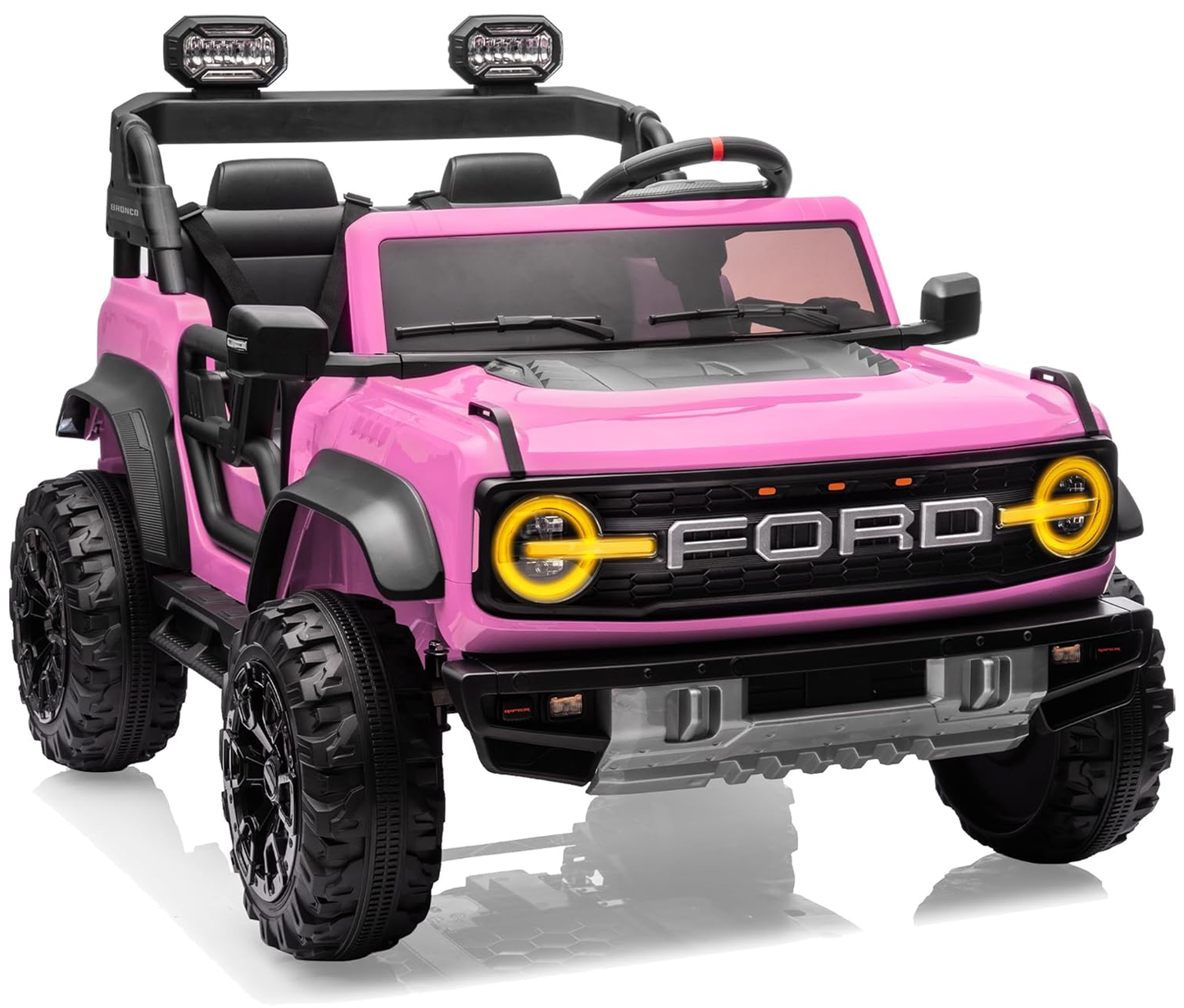 24V Ride on Toys for Big Kids, Licensed Ford Bronco Raptor Electric Car 2 Seater with Remote Control, Kids Ride on Cars w/ 2-Seater, 4.3 Mph Max Speed, Soft Start Function (24V, Black)