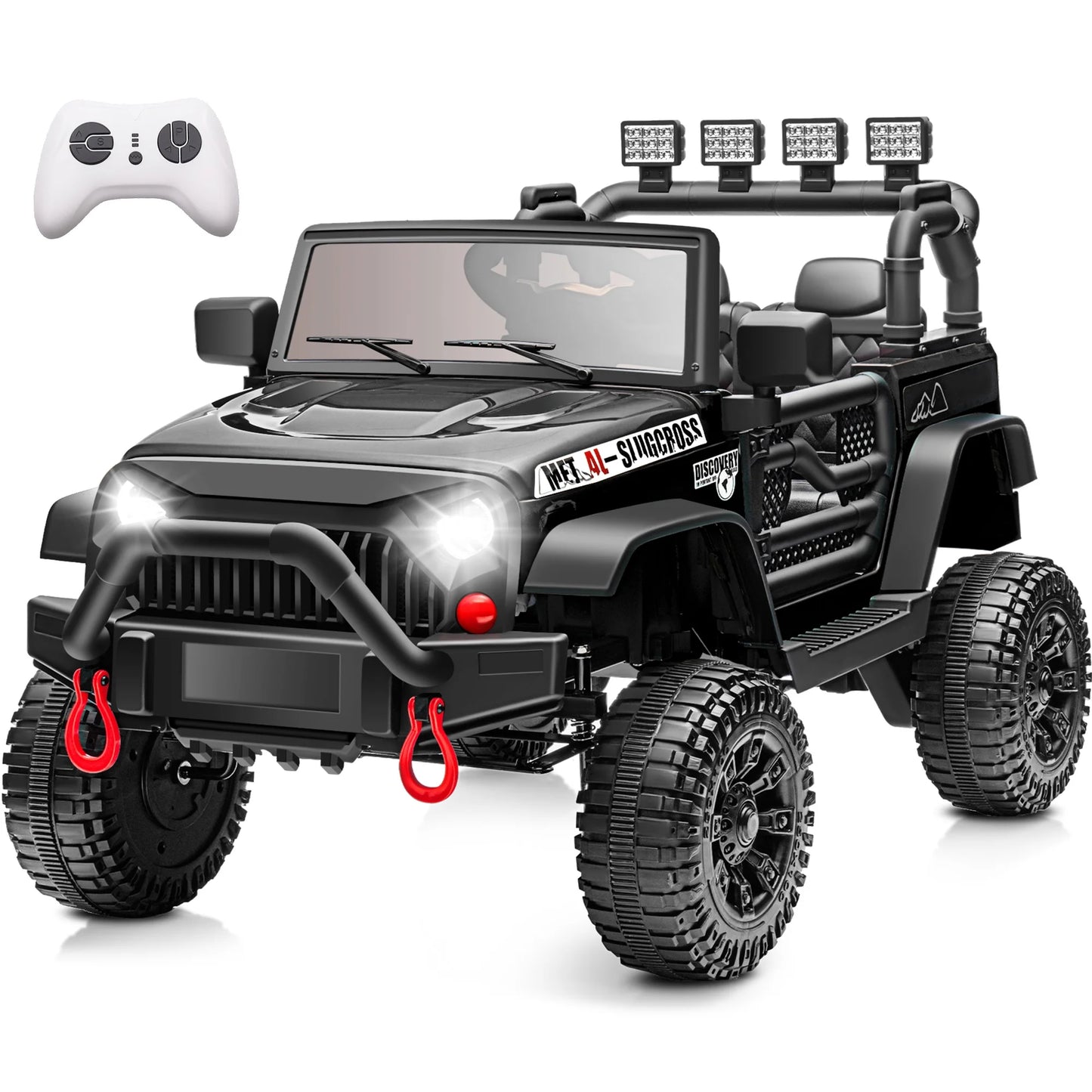 24V Kids First Ride On Truck Car, Battery Powered Ride on Car with Remote Control, Electric Vehicle Car for Boys Girls Aged 3-6, Ride on Toy w/Bluetooth, Lights, 4 Wheelers, Gift for Kids Tollder, Black