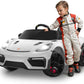 12V Ride on Car for Kids, Licensed Porsche 718 Spyder Battery Powered Ride on Toy, Child Electric Car w/Music, USB, MP3, Bluetooth, 3 Speeds, Wheels Suspension, Led Lights (White)