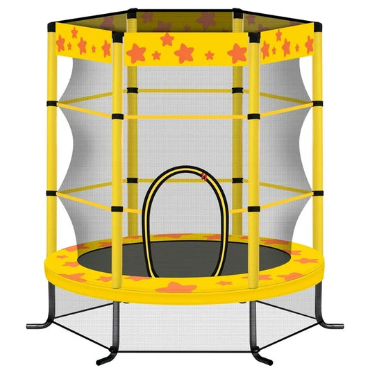 First rideon Trampolines for Kids, 55"Round Trampolines with Safety Enclosure Net, 4.5FT Outdoor Indoor Small Trampoline, Baby Trampoline Toys, Gifts for Children Boy Girl, Yellow