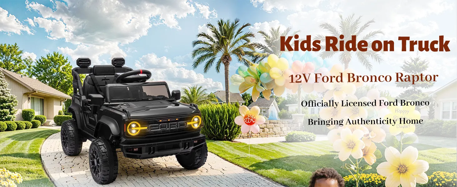 1 Ford Bronco Raptor 12V Kids Ride-On Car - Officially Licensed Kids Electric Truck Banner