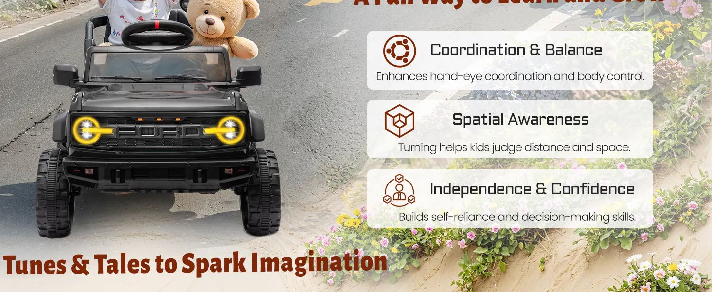 3 Ford Bronco Raptor 12V Kids Ride-On Car - Developmental Benefits Introduction