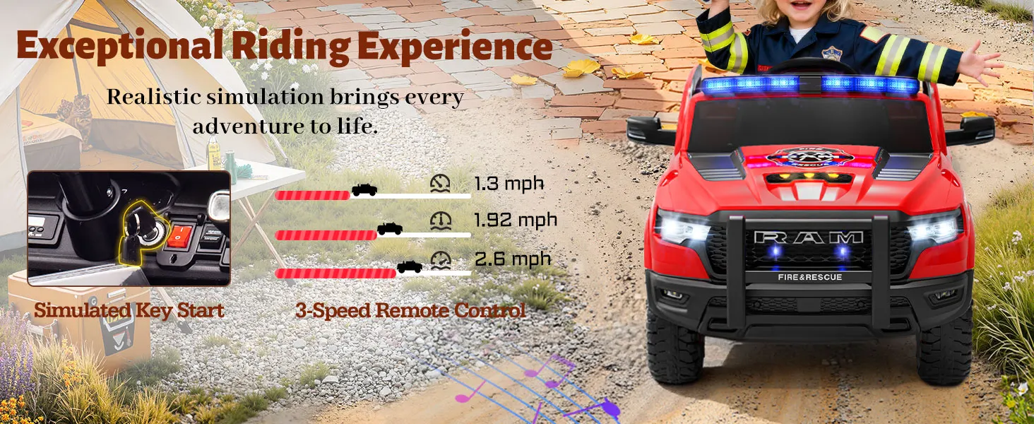 RAM 1500 RHO 12V fire or police truck 3 speed modes