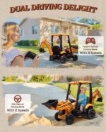 First Ride On ride-on construction excavator showcasing dual driving modes including 3-speed parent remote control and 2-speed manual control