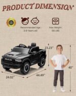 First Ride On Licensed Ram 1500 RHO 12V Kids Ride-On Truck with Remote Control, Bluetooth Music, Rear Storage Bed & Suspension - Image 5