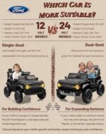 First Ride On Licensed Ford Bronco Raptor Ride-On Truck for Kids, 12V/24V Electric Car with Parent Remote Control, Bluetooth Music, Suspension System - Image 7