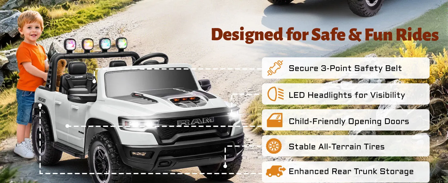RAM 1500 RHO 24V kids car detail features