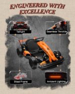 Full technical breakdown of First Ride On McLaren engineering features including steel frame, seamless throttle, taillight, and underglow ambient lighting