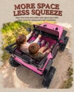 pink 24V kids Jeep Wrangler Rubicon ride-on two-seater with extra wide cabin for two kids