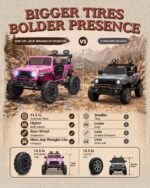 pink 24V kids Jeep Wrangler Rubicon ride-on 24V vs 12V comparison with bigger tires and specs