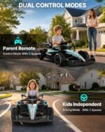 24V Mercedes-AMG F1 ride-on race car with dual control modes, parent remote and kids independent driving