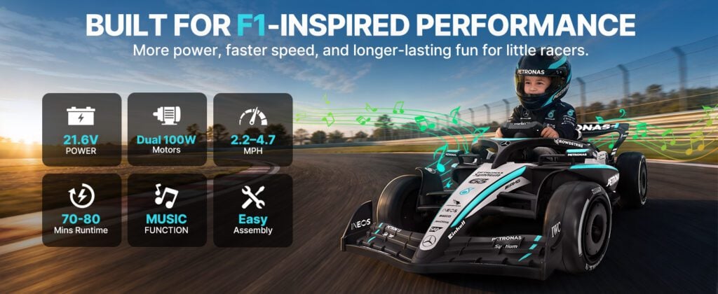 First Ride On Mercedes-AMG F1 24V Electric Ride-On Racer