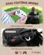 2.4G parental remote and manual pedal mode on the black 12V Lamborghini Urus ride-on car